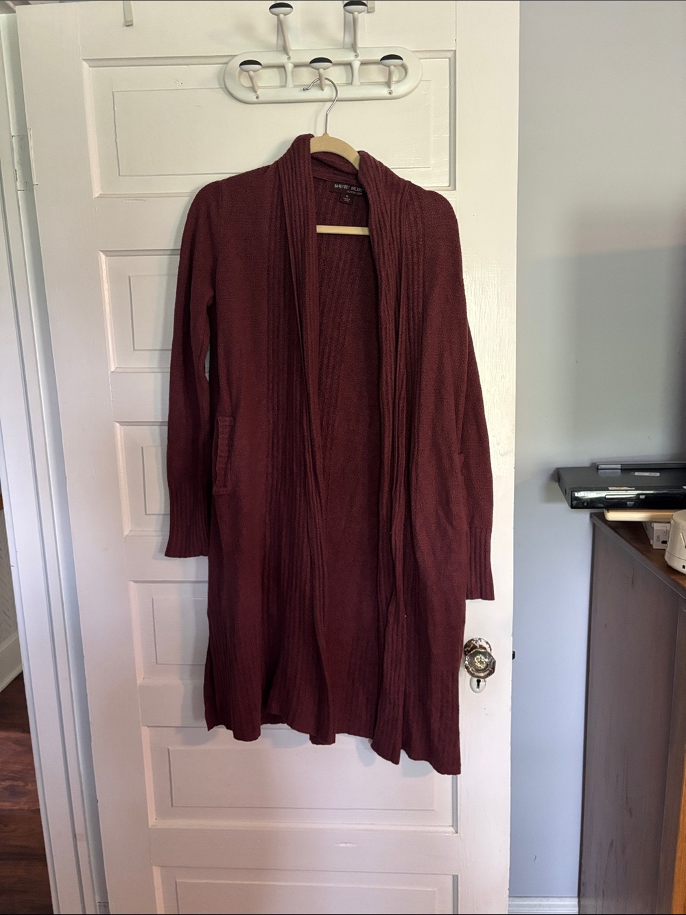 Barefoot Dreams Open-Front Long Cardigan Sweater - Burgundy